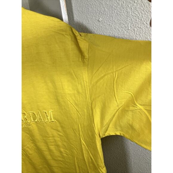 VTG XL Yellow Embroidered Holland Amsterdam Souvenir T-Shirt 100% Cotton - Picture 3 of 6